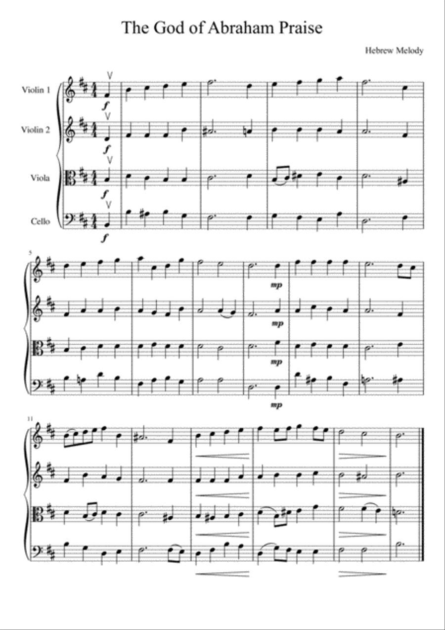 The God of Abraham Praise String Quartet scores gallery preview page 2