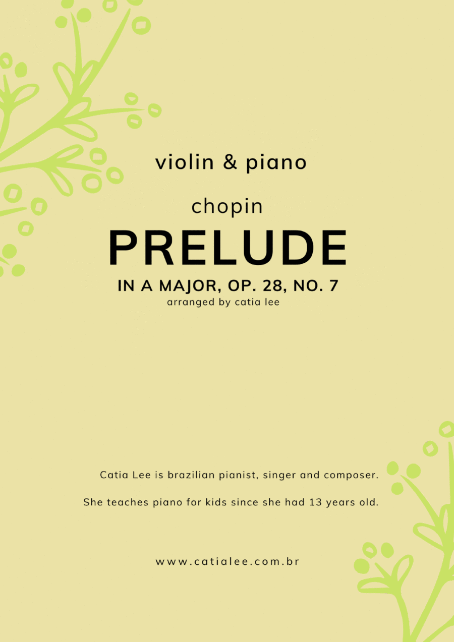 Prelude in A Major - Op 28, n 7 - Chopin for Violin and piano in C major Prelude in A Major - Op 28, n 7 - Chopin for Violin and piano in C major Violin Solo scores gallery preview page 1