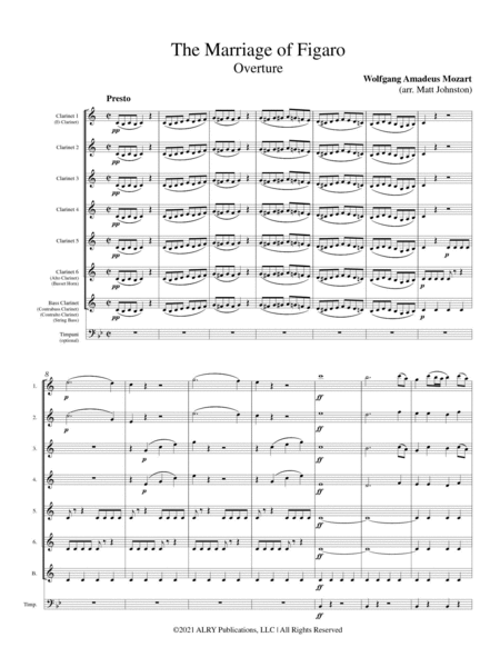 The Marriage of Figaro Overture for Clarinet Choir