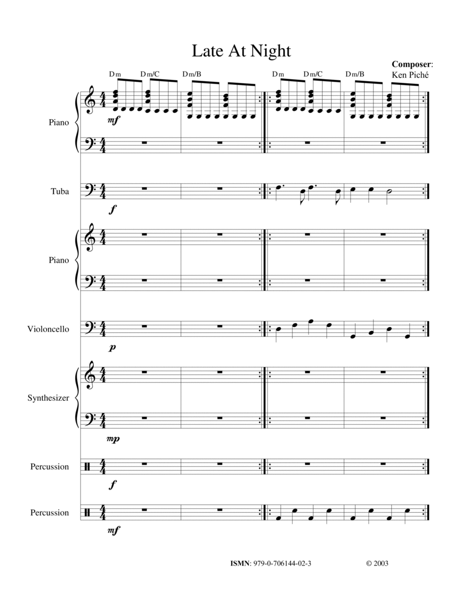 Late At Night Late At Night Tuba scores gallery preview page 1