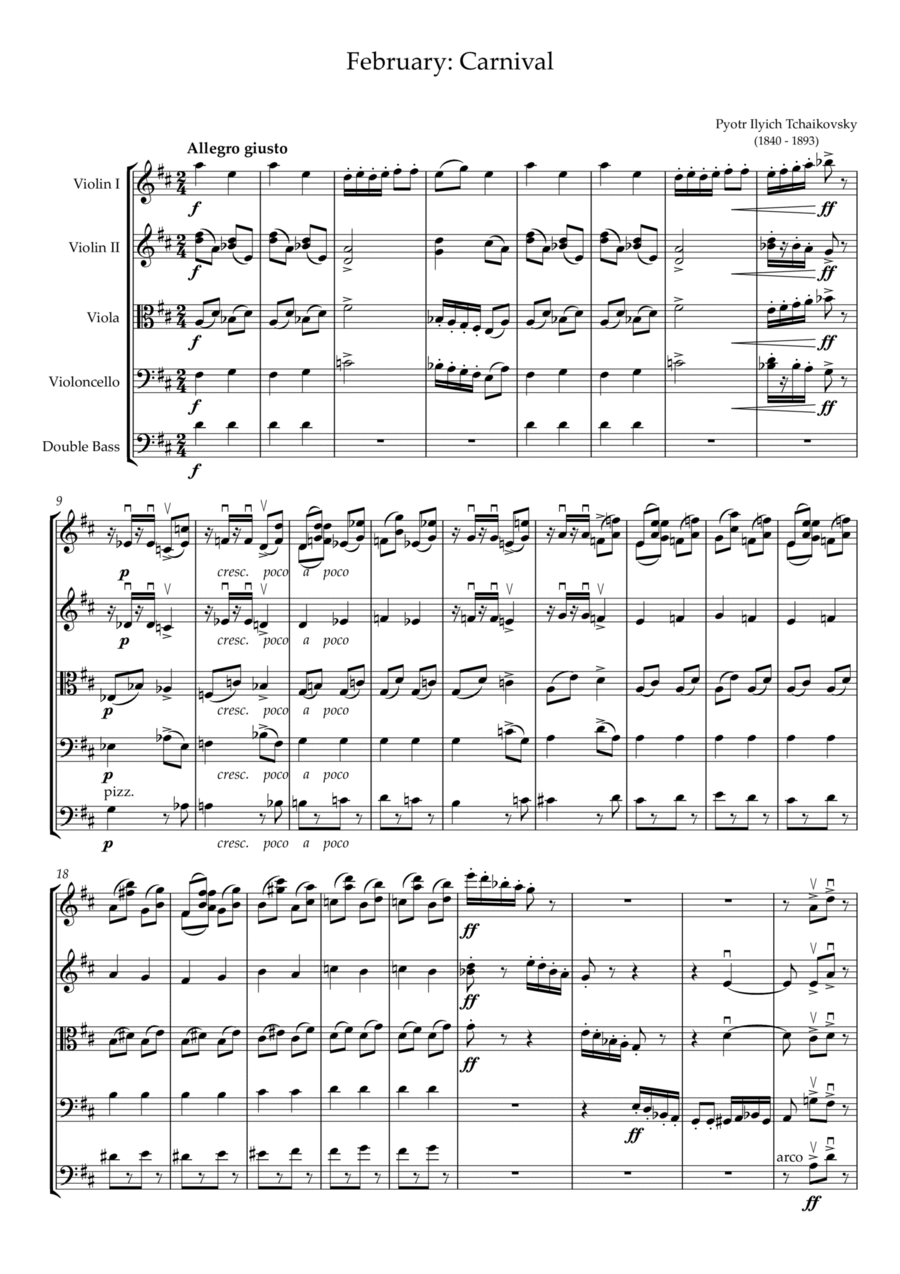 February: Carnival String Orchestra scores gallery preview page 1