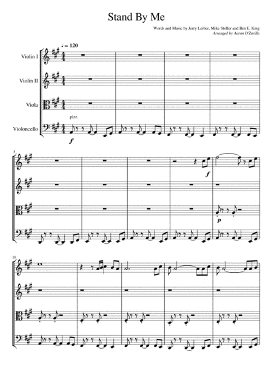 Stand By Me Stand By Me String Quartet scores gallery preview page 1