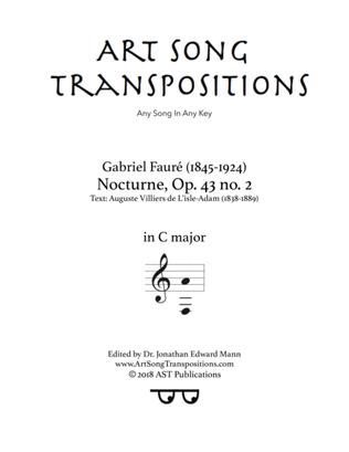 Book cover for FAURÉ: Nocturne, Op. 43 no. 2 (transposed to C major)