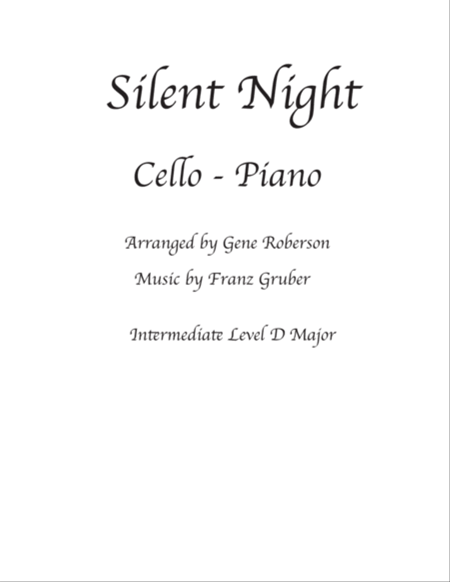 Silent Night Cello Solo in D Major with Piano String Duet scores gallery preview page 1