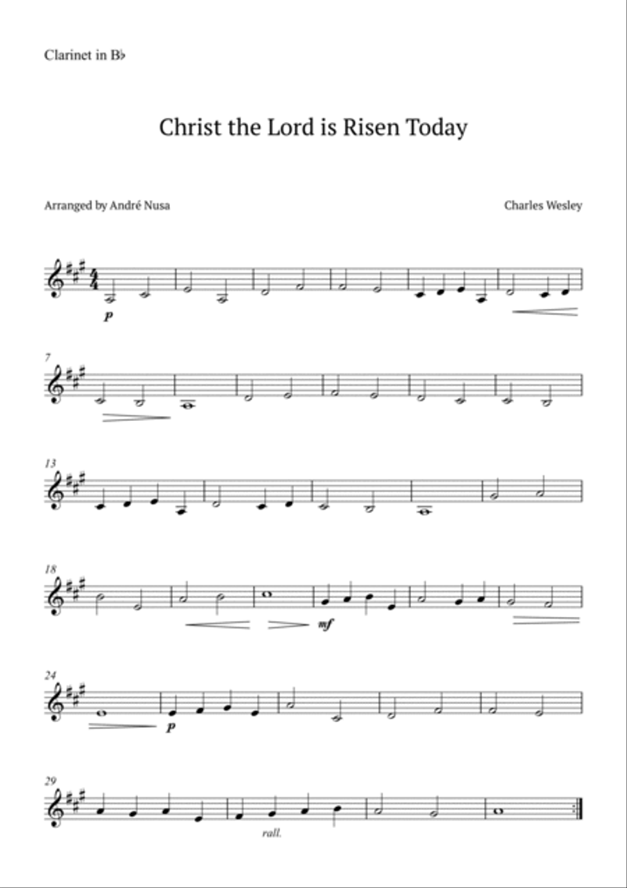 Christ the Lord is Risen Today Clarinet scores gallery preview page 3