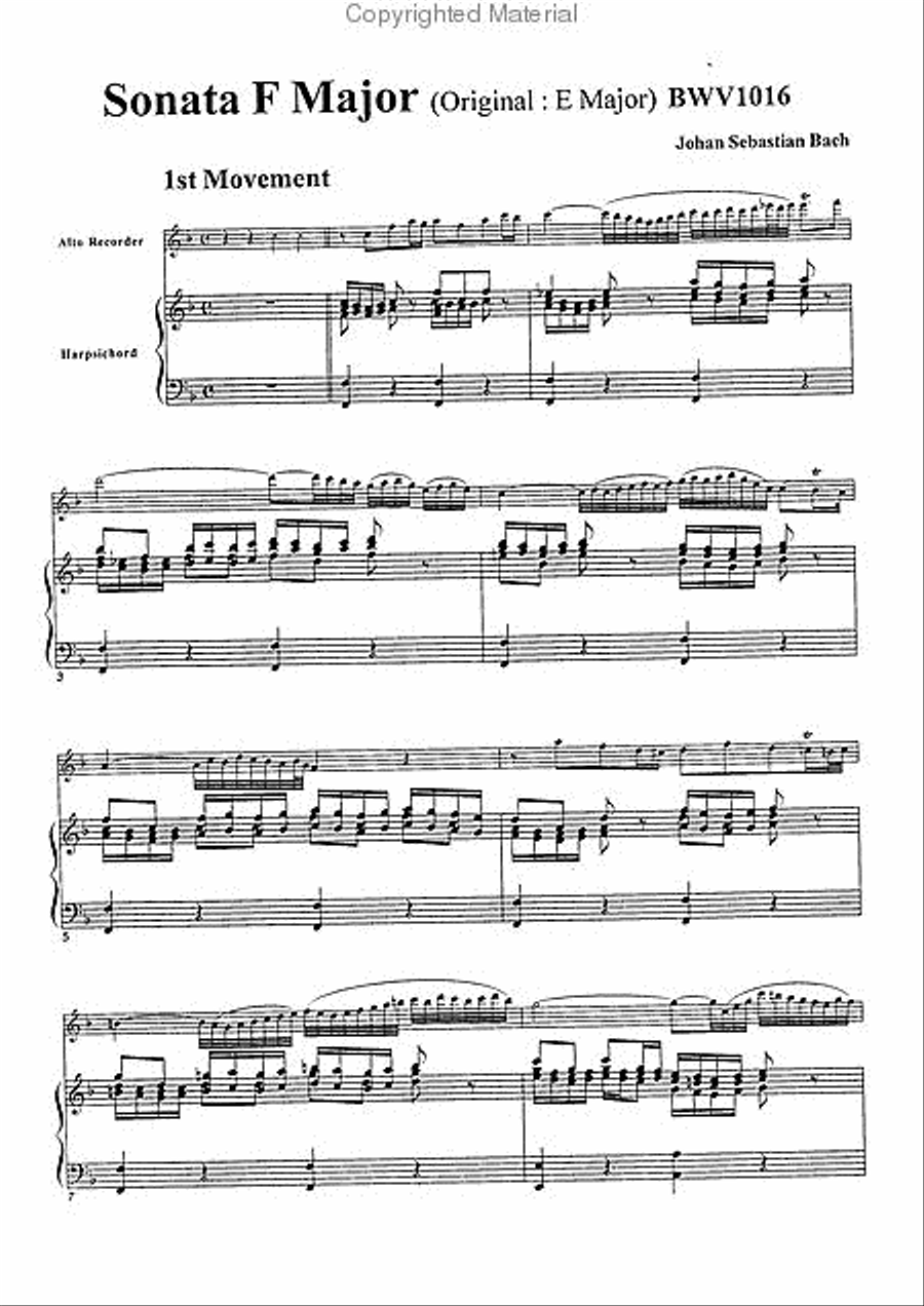 Sonata in F Major, BWV1016 Alto Recorder scores gallery preview page 3