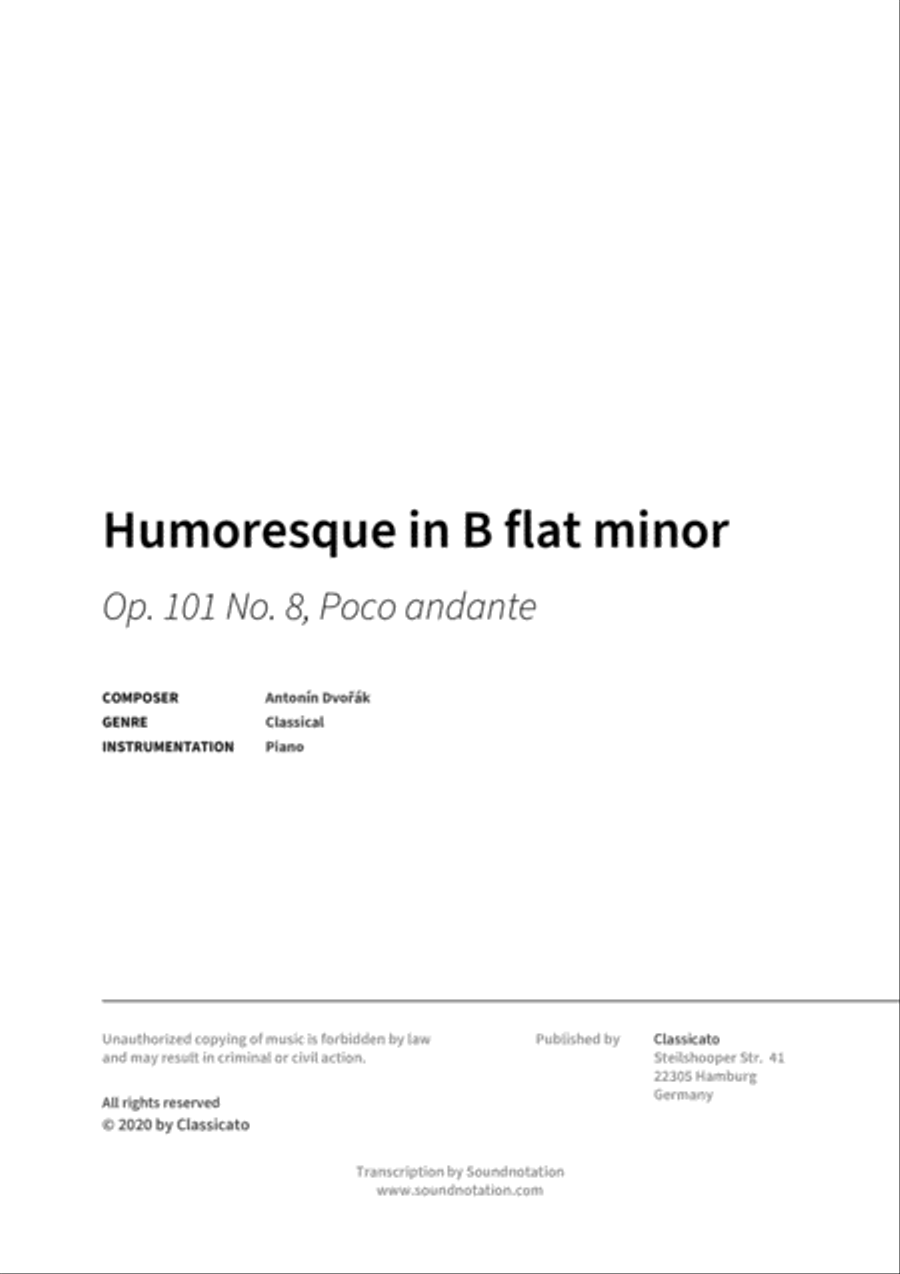 Humoresque in B flat minor Piano Solo scores gallery preview page 2