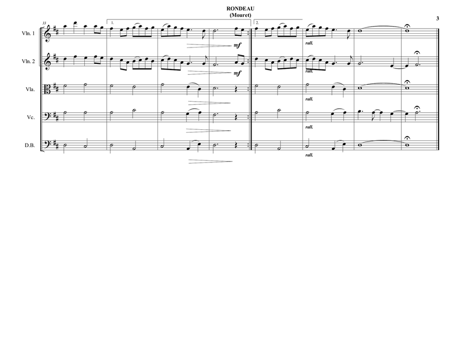Rondeau (Mouret) - String Orchestra - Intermediate String Quartet scores gallery preview page 3
