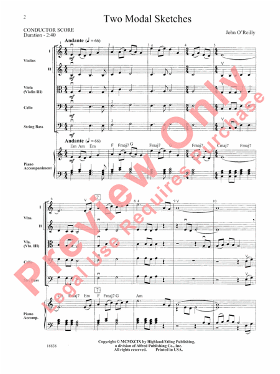 Two Modal Sketches String Orchestra scores gallery preview page 3