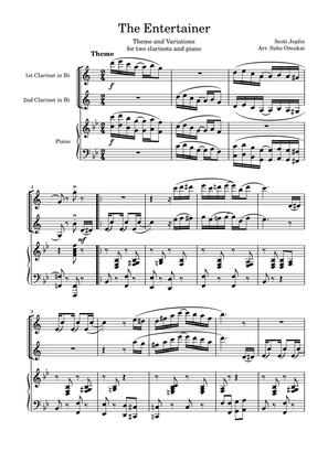 The Entertainer by Scott Joplin Theme and variations for two clarinets and piano