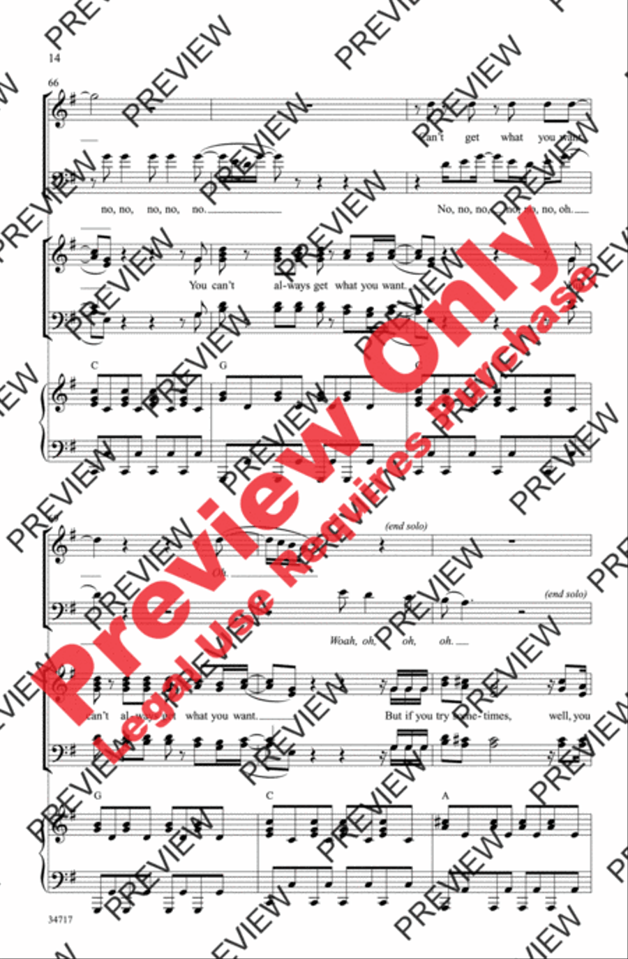You Can't Always Get What You Want 4-Part scores gallery preview page 14