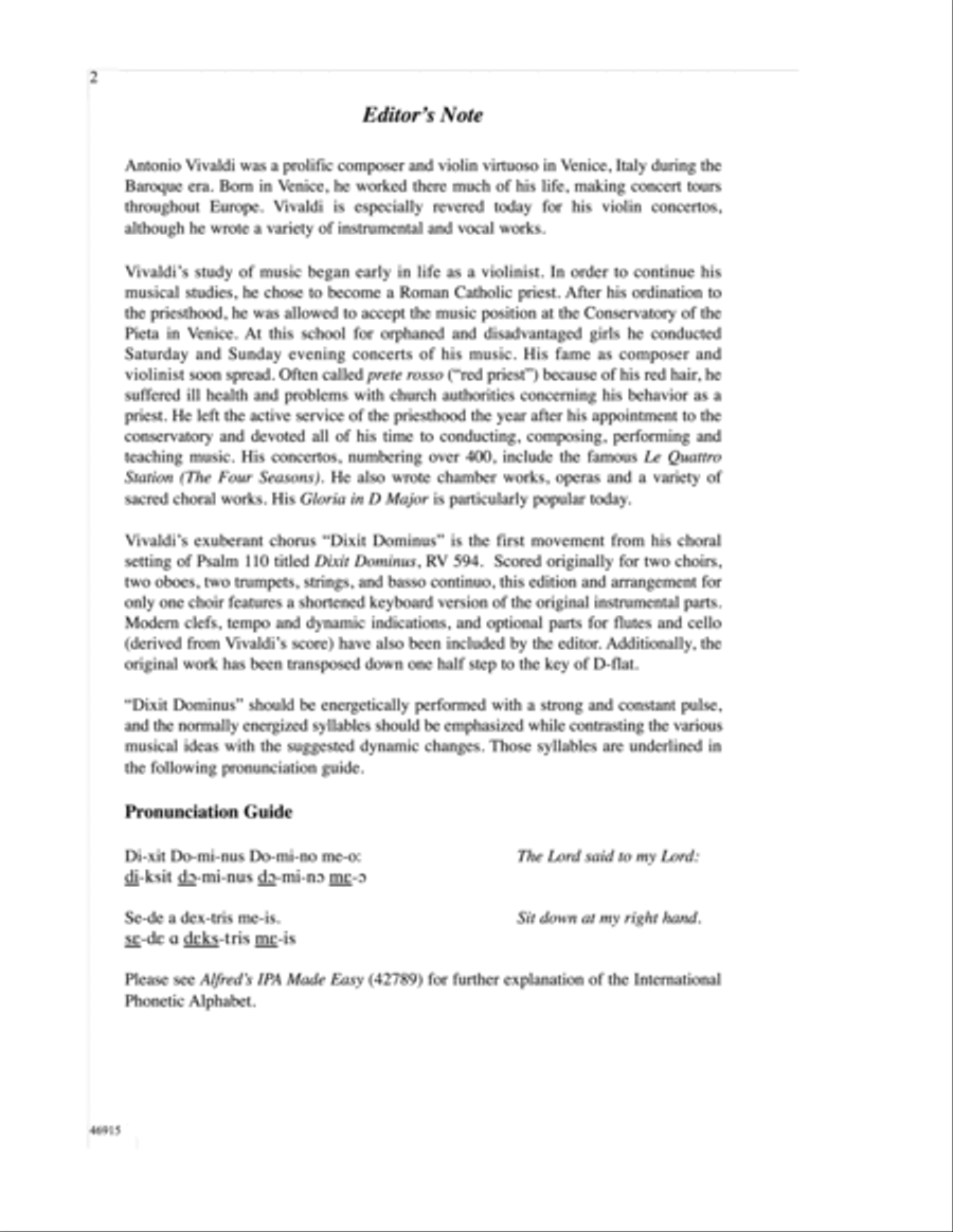 Dixit Dominus Choir scores gallery preview page 1