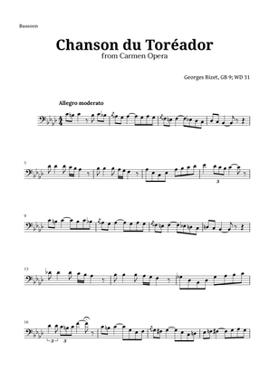 Chanson du Toreador by Bizet for Bassoon