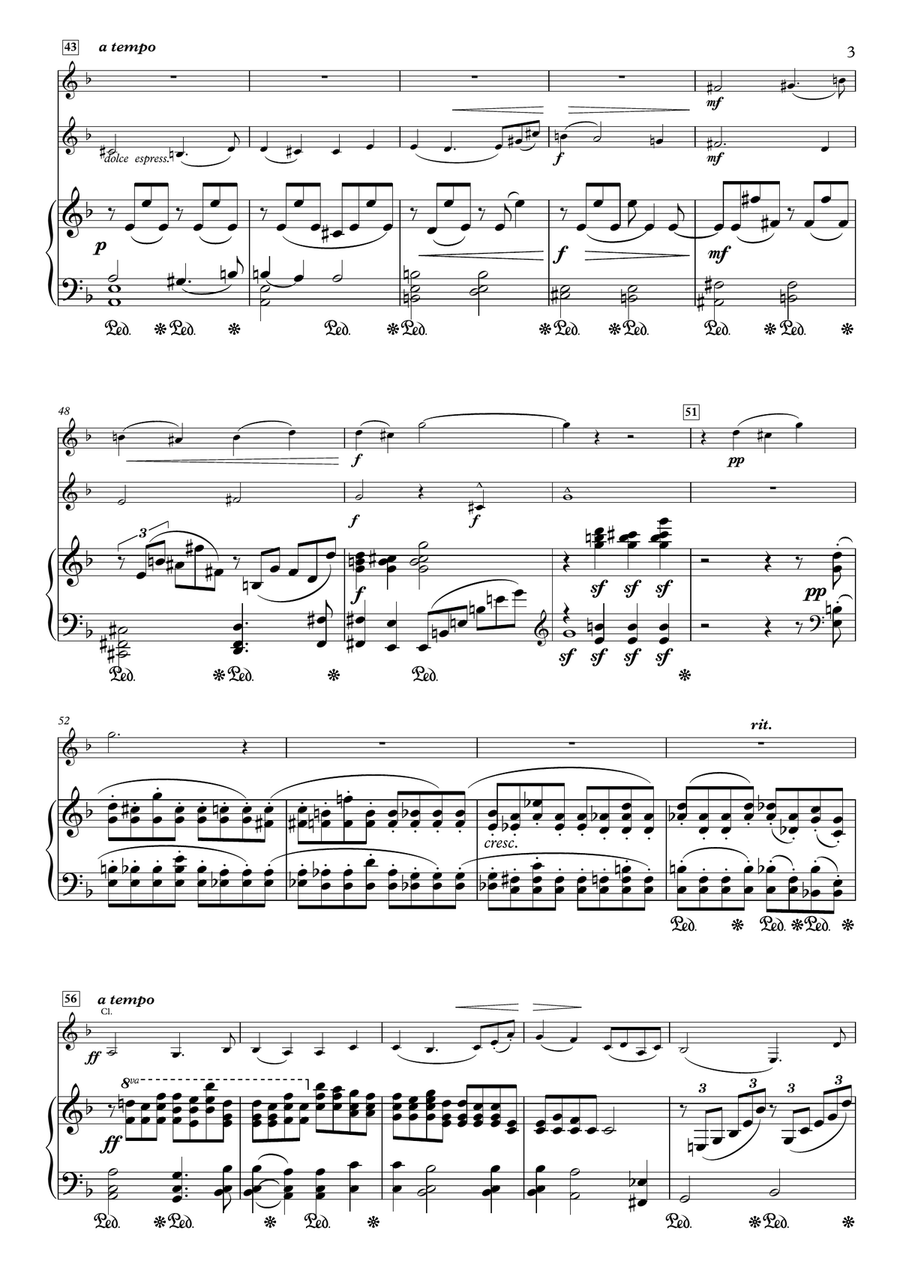 Adagio from Trio for Flute, Clarinet & Piano, Op.188 Small Ensemble scores gallery preview page 3