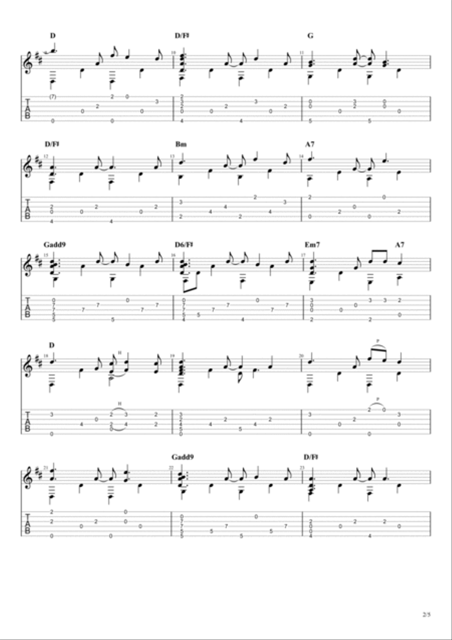 Amazing Grace, How Sweet the Sound Guitar Tablature scores gallery preview page 2