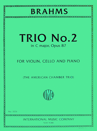 Book cover for Trio No. 2 In C Major, Opus 87