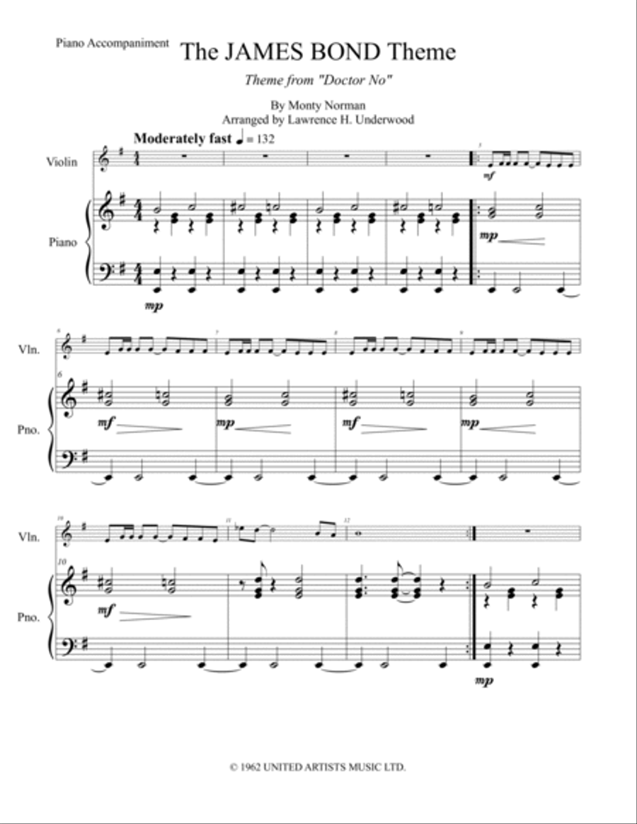 James Bond Theme Violin Solo scores gallery preview page 2