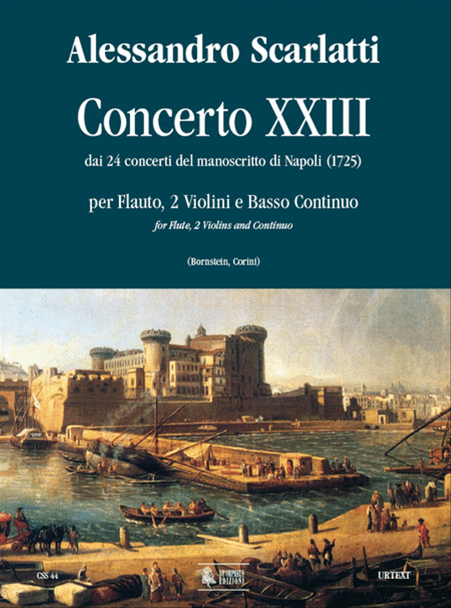 Concerto No. 23 from the 24 Concertos in the Naples manuscript (1725) for Treble Recorder (Flute), 2 Violins and Continuo Flute scores gallery preview page 1
