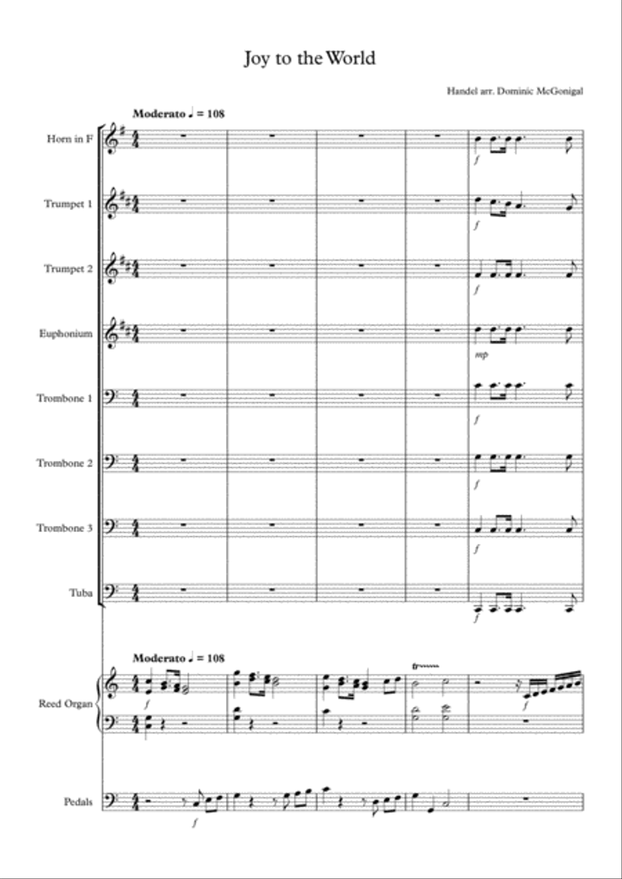 Joy To The World (for brass and organ) Large Ensemble scores gallery preview page 2