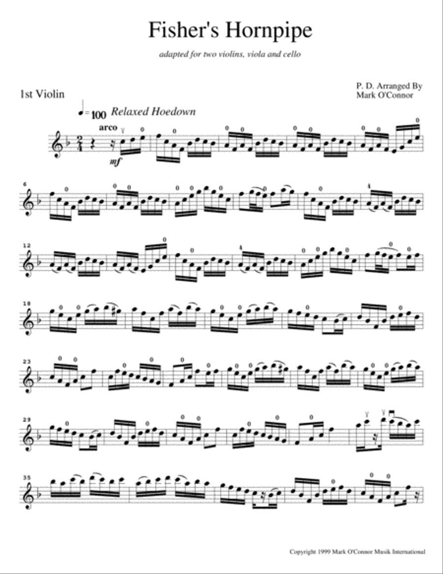 Fisher's Hornpipe (violin 1 part - two vlns, vla, cel) String Quartet scores gallery preview page 4