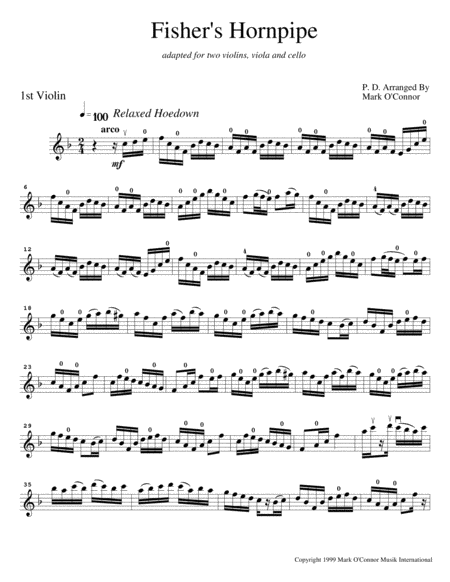Fisher's Hornpipe (violin 1 part - two vlns, vla, cel) image number null