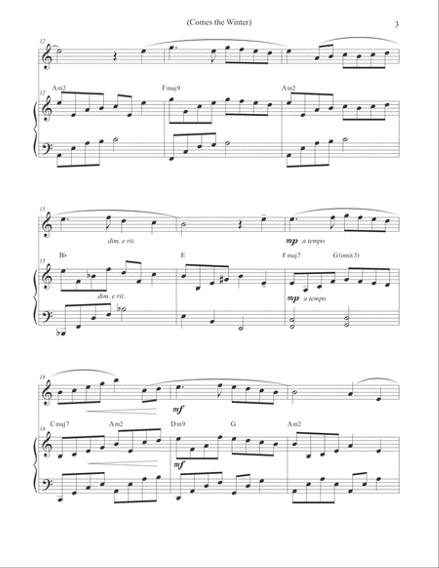 Comes the Winter - Reflective Flute & Piano Flute Solo scores gallery preview page 3