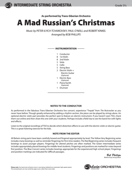 A Mad Russian's Christmas: Score