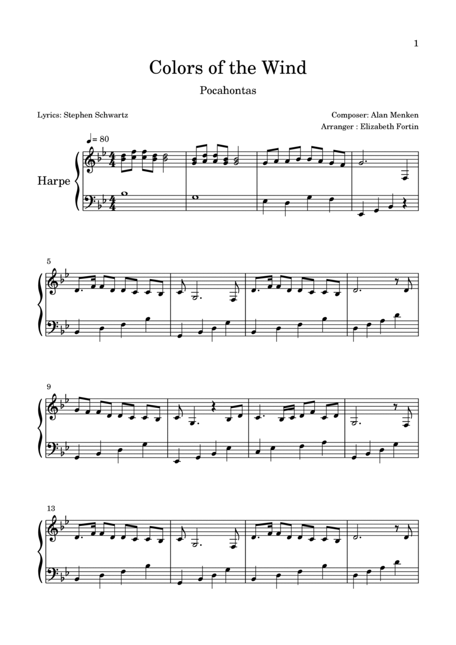Colors Of The Wind Harp scores gallery preview page 1