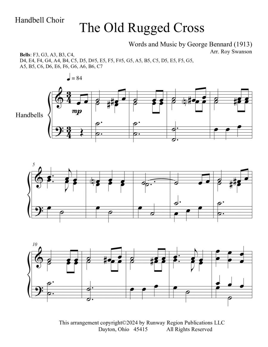 The Old Rugged Cross for Handbell Choir Handbell Choir scores gallery preview page 1