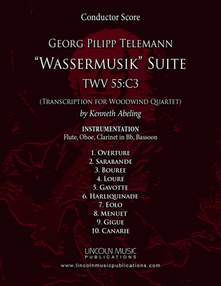 Book cover for Telemann – Wassermusik Suite Complete (for Woodwind Quartet)