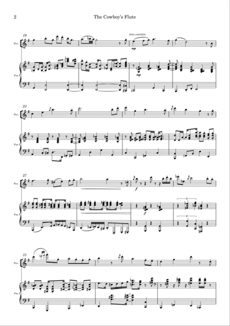 The Cowboy’s Flute for piccolo and piano Piccolo scores gallery preview page 2