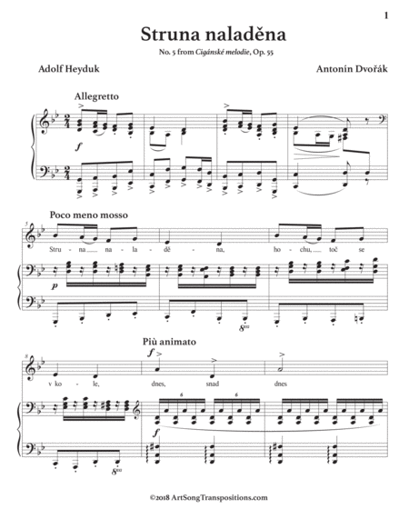 DVORÁK: Struna naladěna, Op. 55 no. 5 (transposed to G minor)