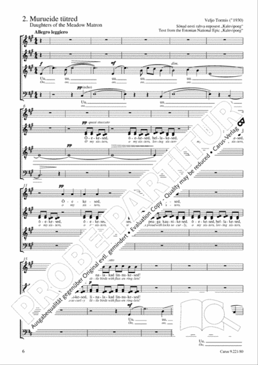 Veljo Tormis: Three soongs from the Epos (Kalevipoeg) Choir scores gallery preview page 7