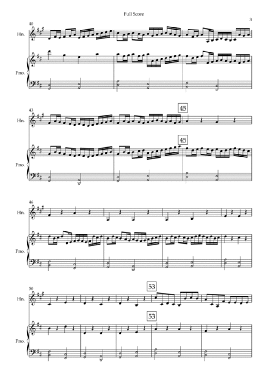 Canon in D Major (Johann Pachelbel) for Horn in F Solo and Piano Accompaniment Piano scores gallery preview page 3