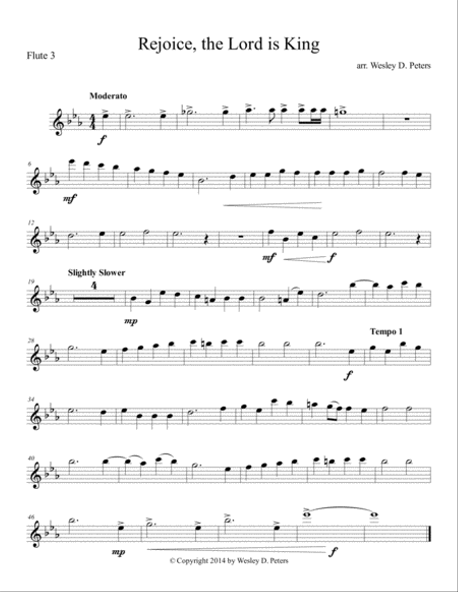 Rejoice, the Lord Is King (Flute Sextet) Flute Choir scores gallery preview page 3