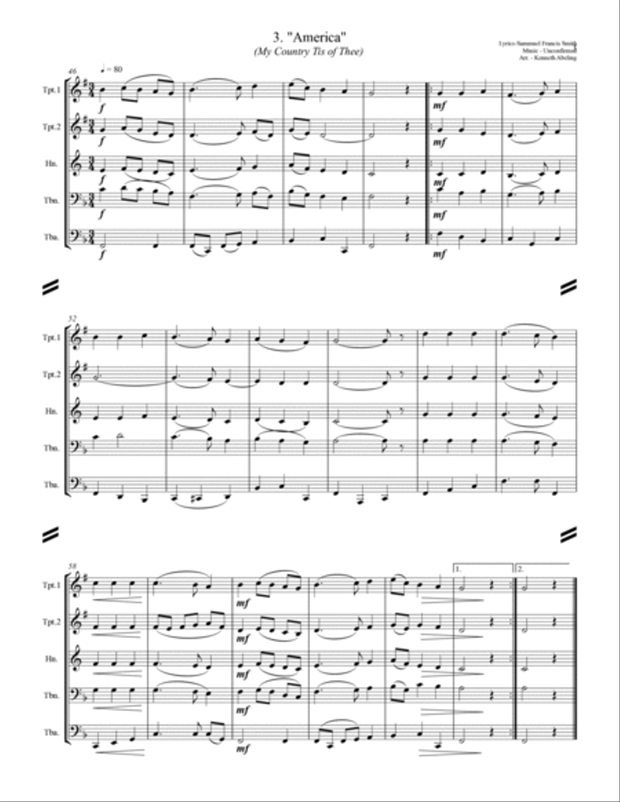 The U.S. National Anthem and The Americas (for Brass Quintet) Brass Quintet scores gallery preview page 4