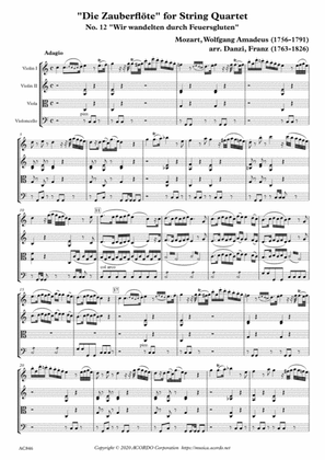 "Die Zauberflöte" for String Quartet, No.12, "Wir wandelten durch Feuersgluten"