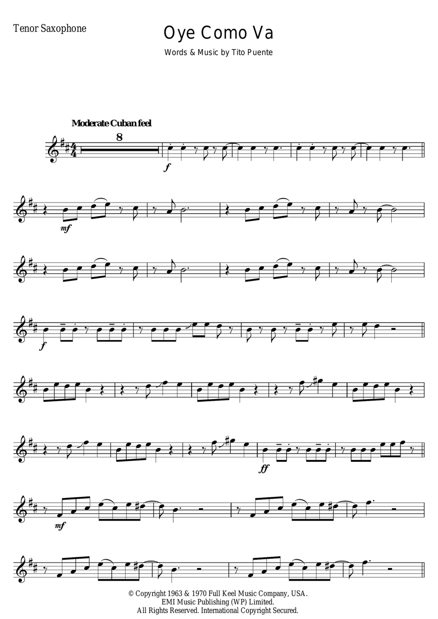 Oye Como Va Tenor Saxophone scores gallery preview page 1
