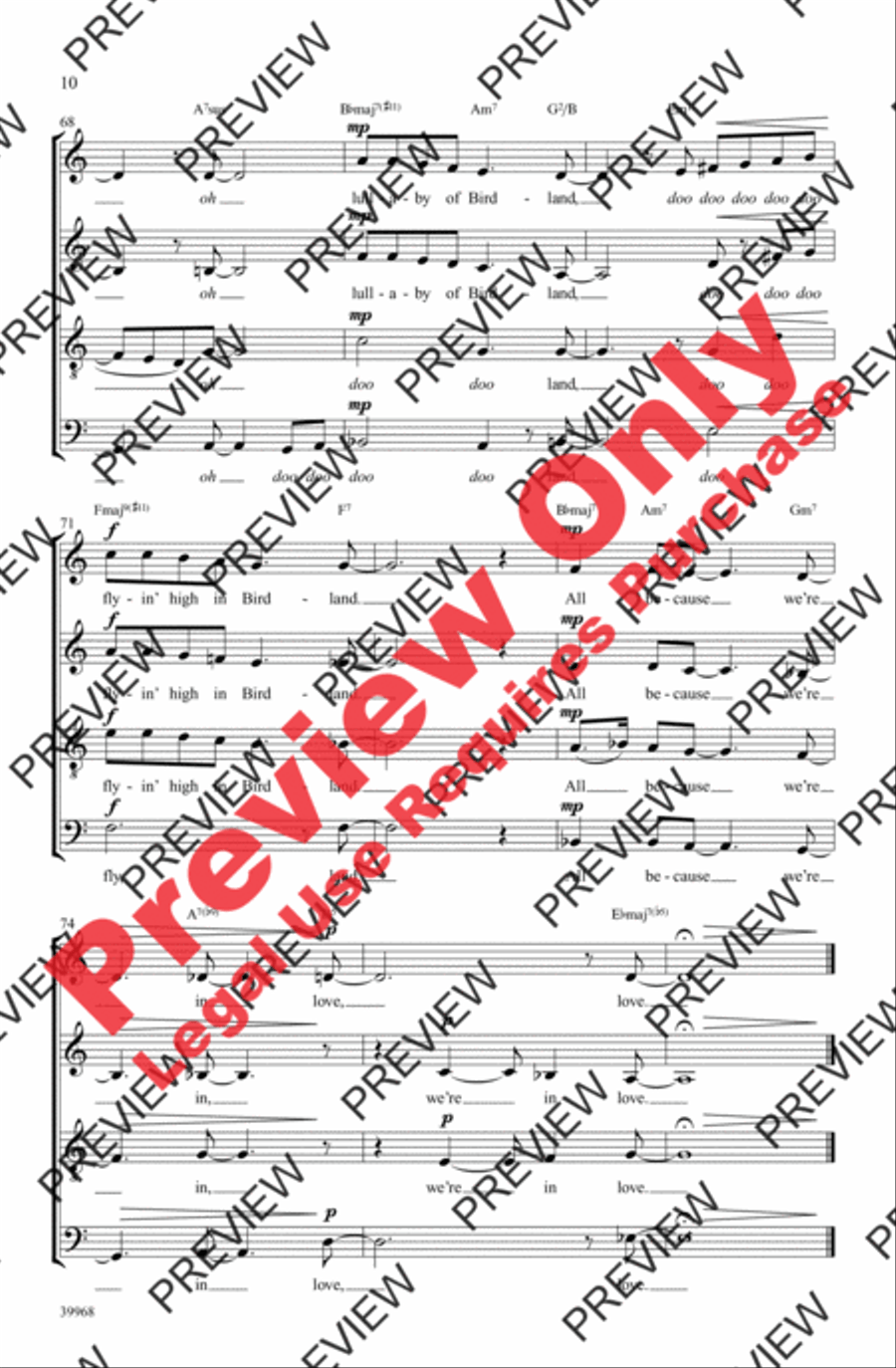 Lullaby of Birdland 4-Part scores gallery preview page 10