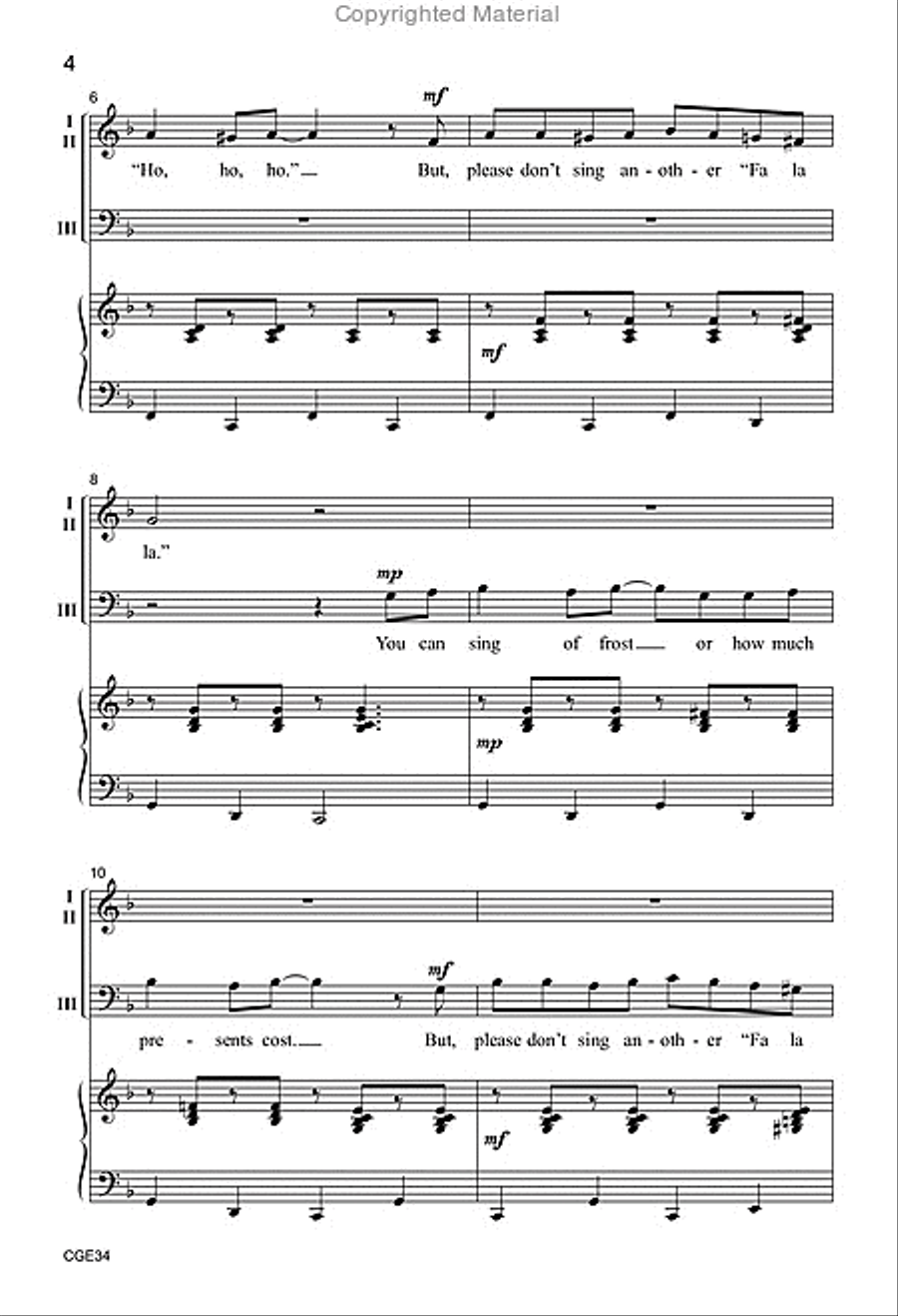 Please Don't Sing Another Fa La La (Three-Part Mixed) 3-Part scores gallery preview page 3