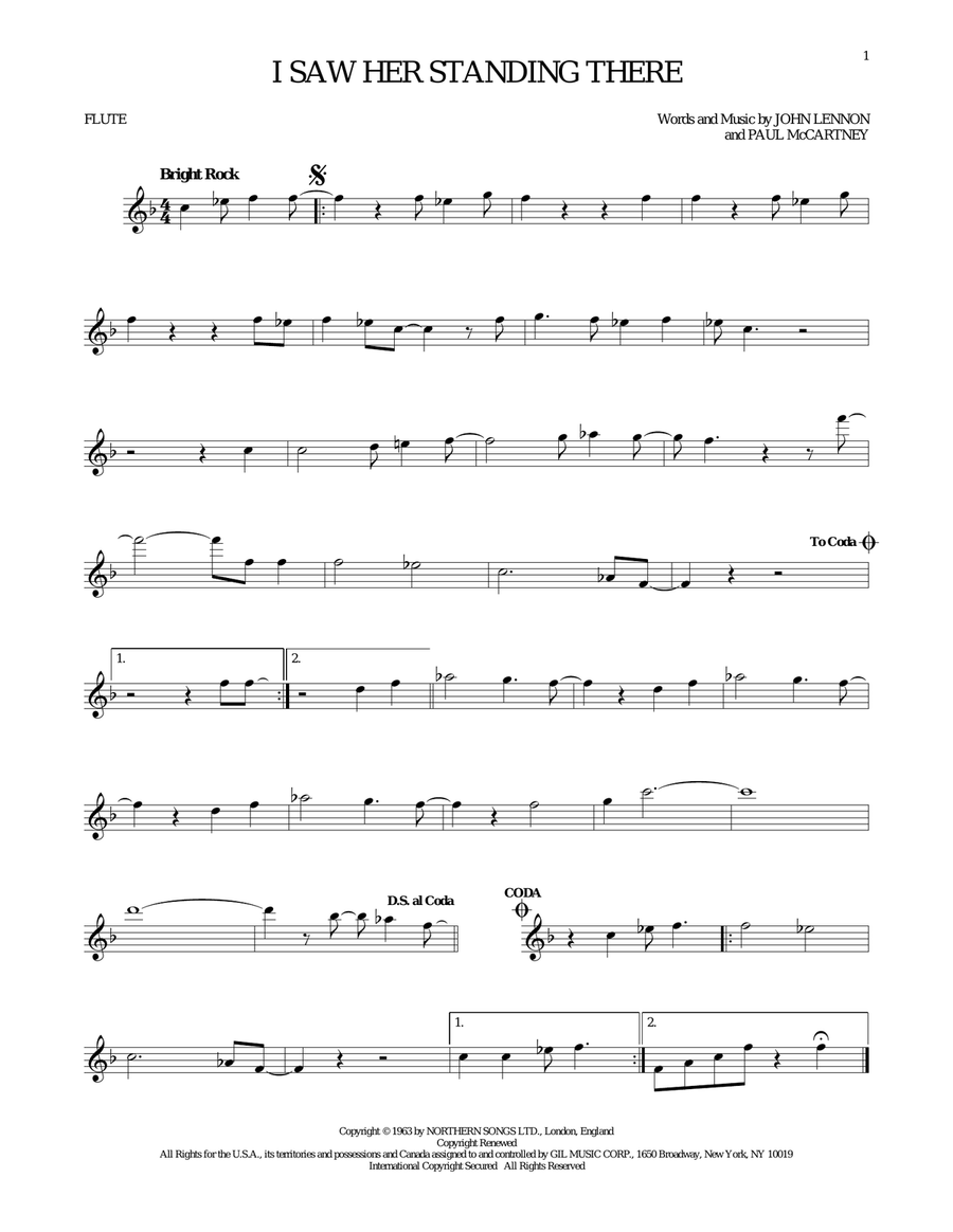 I Saw Her Standing There I Saw Her Standing There Flute Solo scores gallery preview page 1
