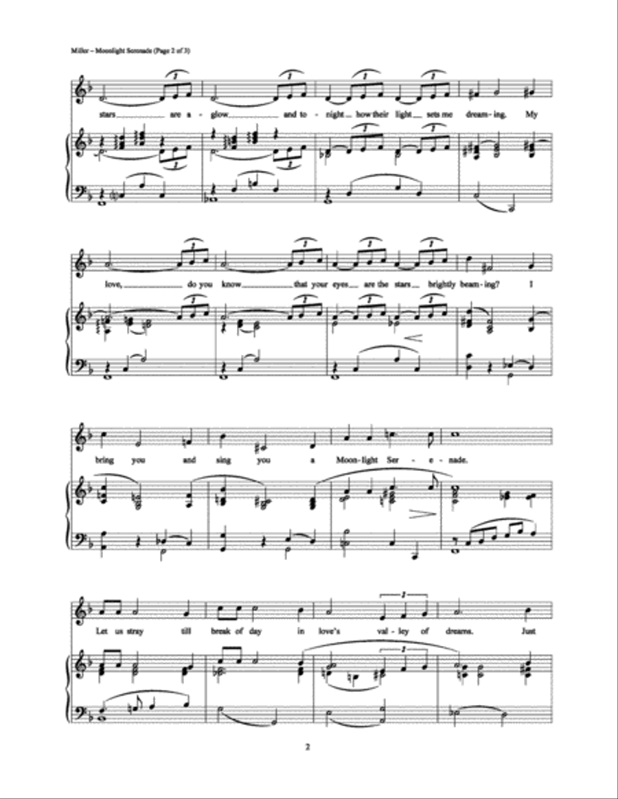 Moonlight Serenade Piano, Vocal, Guitar scores gallery preview page 2