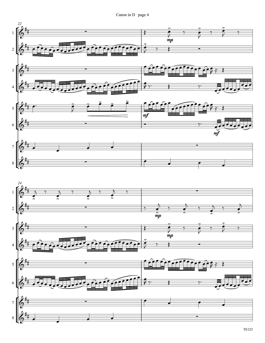 Canon in D for Trumpet Ensemble Chamber Music scores gallery preview page 5