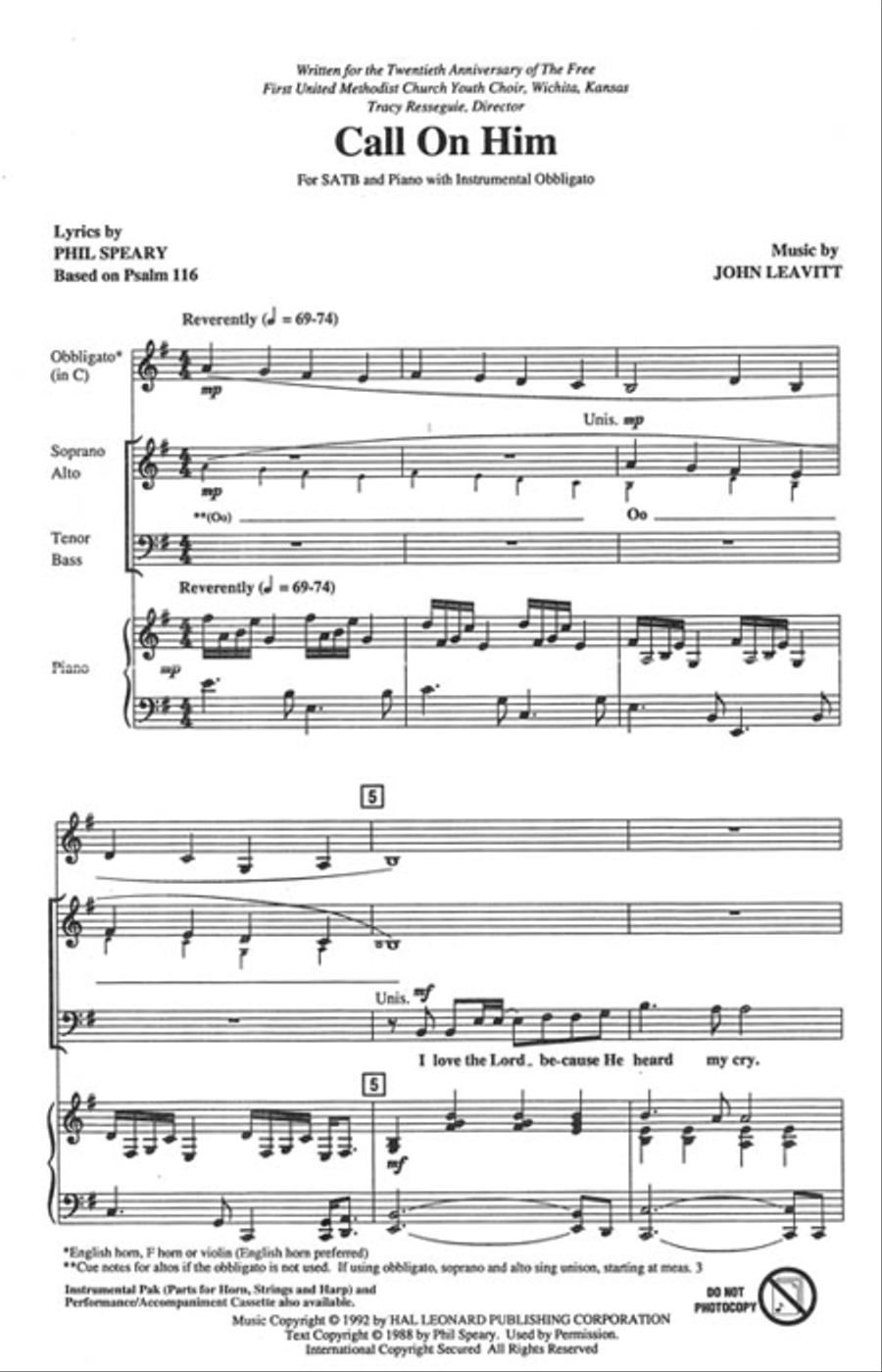 Call on Him 4-Part scores gallery preview page 2