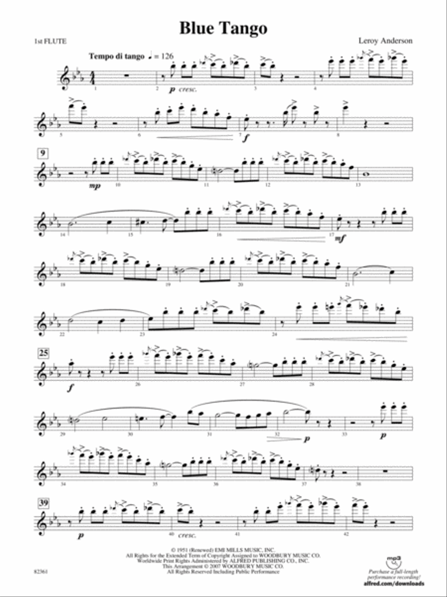 Blue Tango: Flute by Leroy Anderson - Concert Band - Digital Sheet ...