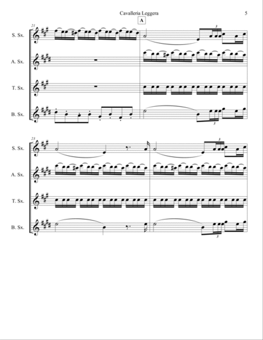 Cavalleria Leggera - Overture Saxophone Quartet scores gallery preview page 6