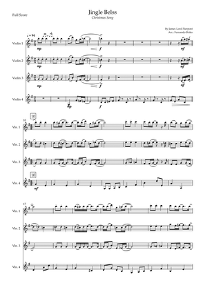 Jingle Bells - Jazz Version (Christmas Song) for Violin Quartet