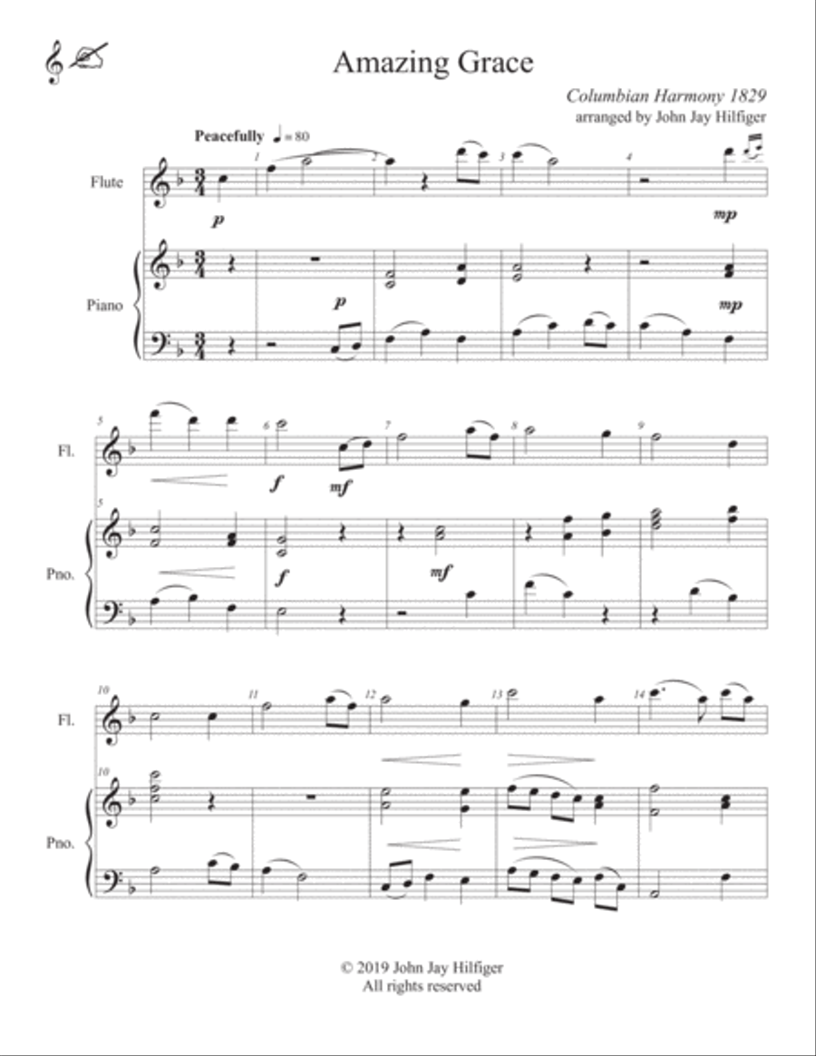Amazing Grace for Flute and Piano Flute Solo scores gallery preview page 3