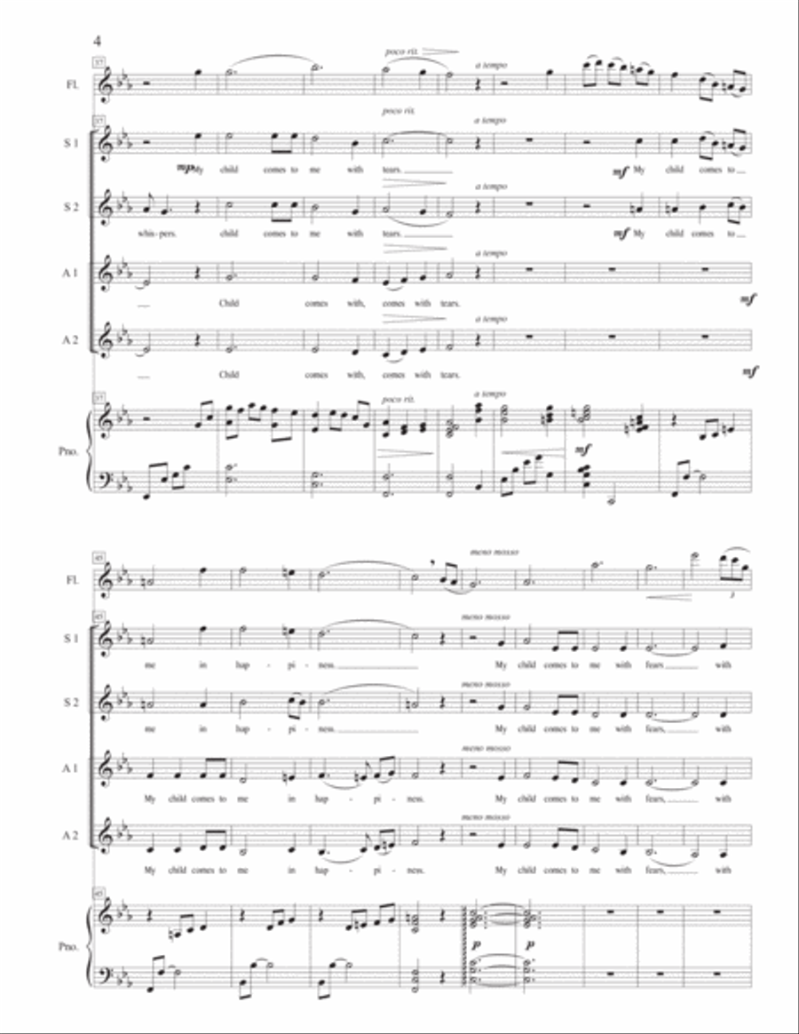 My Child - SSAA with piano and flute accompaniment image number null