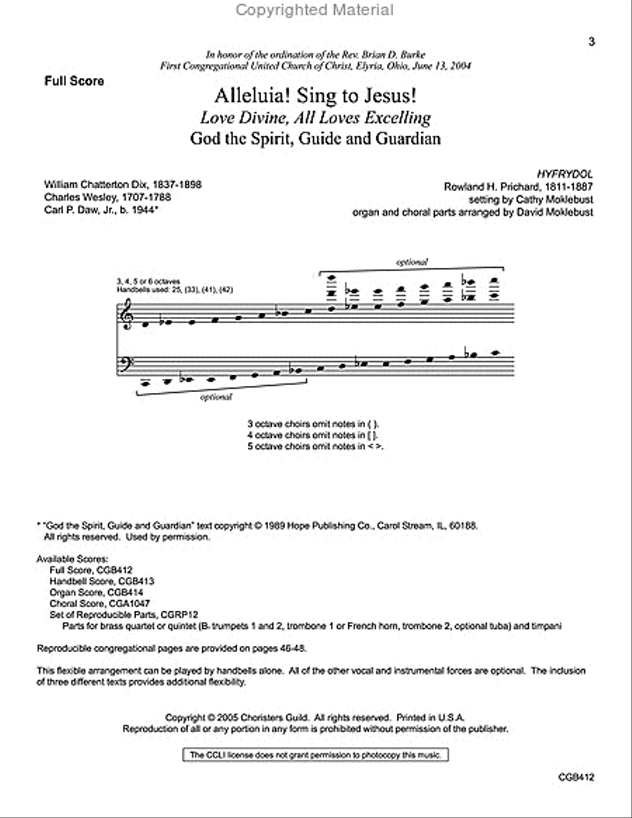 Alleluia! Sing to Jesus! Full Score Handbell Choir scores gallery preview page 2